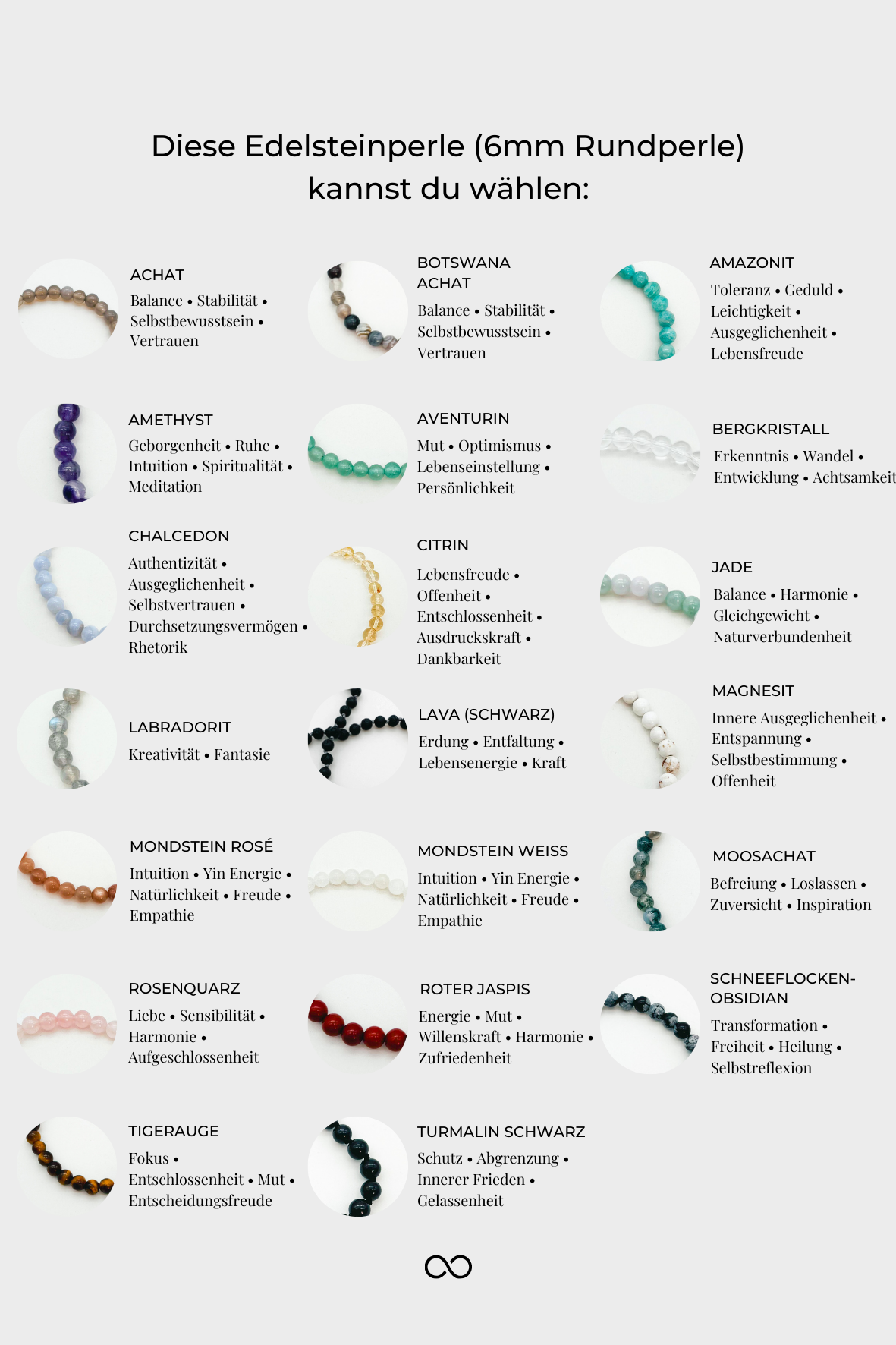 Armband mit 6 mm Edelsteinperlen – du wählst deine Steinsorte. Handgefertigt & einzigartig – Moonlight Edelsteine