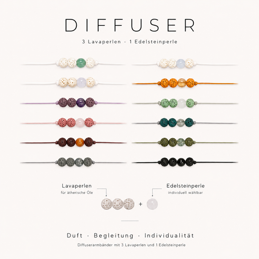 Diffuser Armband - KRISTALL & LAVASTEIN - ZART