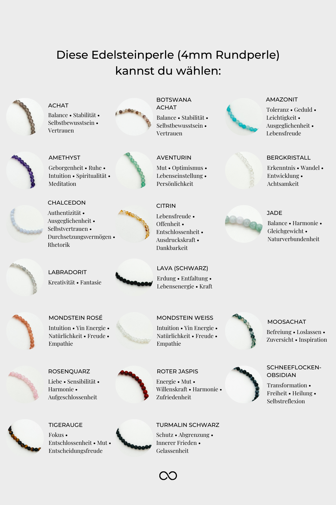 Individuelles Armband mit 4 mm Edelsteinperlen – du wählst deine Steinsorte. Handgefertigt & einzigartig – Moonlight Edelsteine.