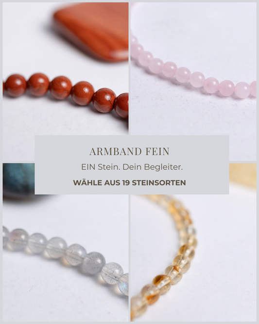 Individuelles Armband mit 4 mm Edelsteinperlen – du wählst deine Steinsorte. Handgefertigt & einzigartig – Moonlight Edelsteine.
