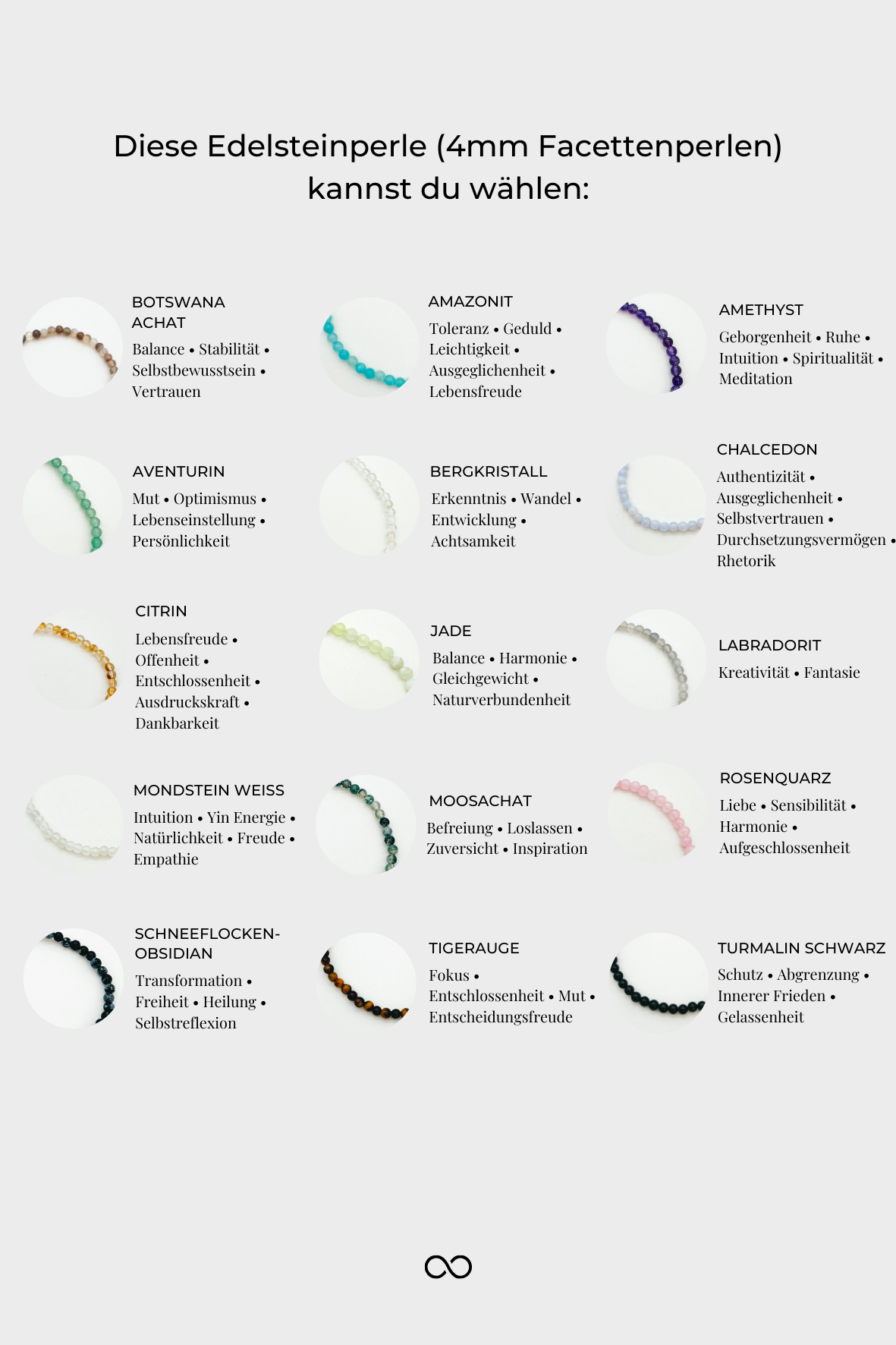 Armband mit 4 mm facettierten Edelsteinperlen – wähle deine Steinsorte. Individuell & handgefertigt – Moonlight Edelsteine.