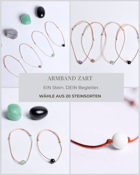 Armband mit 1× 6 mm Edelsteinperle auf Nylonband – individuell wählbare Steinsorte & Bandfarbe. Handgefertigt – Moonlight Edelsteine