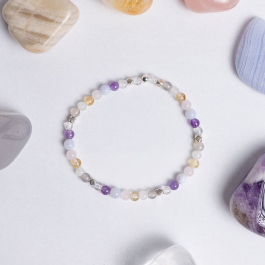 Chakra Armband mit 4mm Perlen – sieben Edelsteine für Harmonie, Balance und die Aktivierung aller Chakren