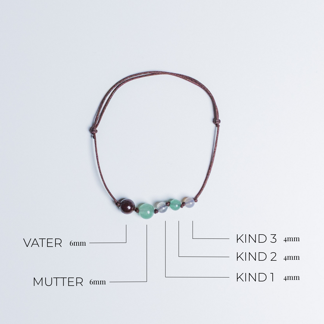 Familienband – 3 Kinder – ZART – SET (5 Armbänder) mit Edelsteinen nach Sternzeichen – Bild 4 – handgefertigt in München | MOONLIGHT Edelsteine