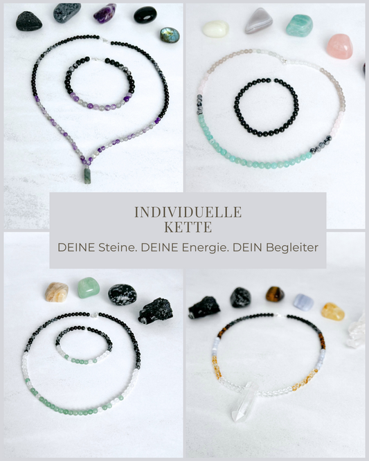 Individuelle Kette aus Edelsteinen – handgefertigt, personalisiert und energetisch abgestimmt. Ein einzigartiges Schmuckstück von Moonlight Edelsteine.