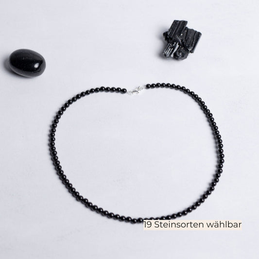 Handgefertigte Kette mit 4mm Edelstein-Perlen – Steinsorte individuell wählbar – einzigartiger Schmuck von Moonlight Edelsteine