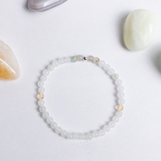 Surf die Welle Armband mit 4mm Perlen aus Achat, Jade und Citrin – zarter Edelsteinschmuck für Leichtigkeit und innere Stärke