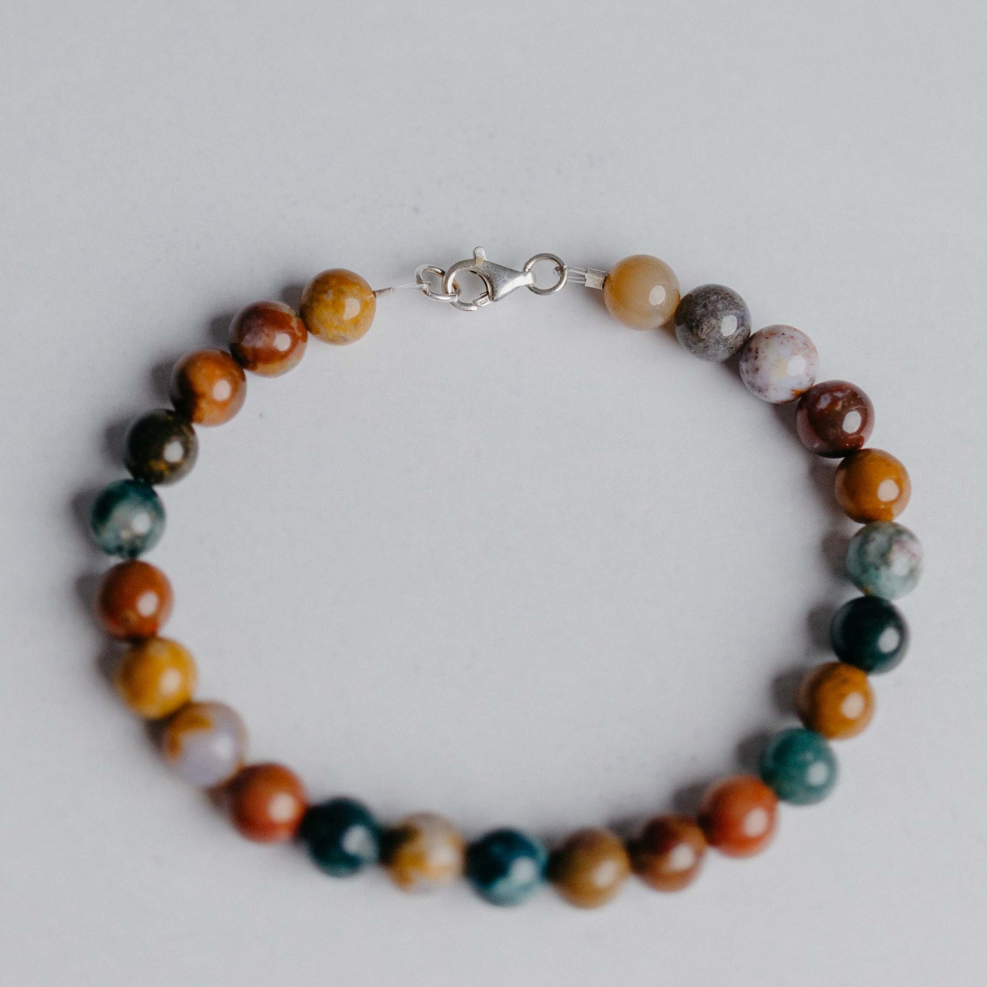 Toskana-Armband Limited Edition – handgefertigtes Edelsteinarmband aus 100% Ocean Jaspis. Einzigartiger Schmuck von Moonlight Edelsteine.