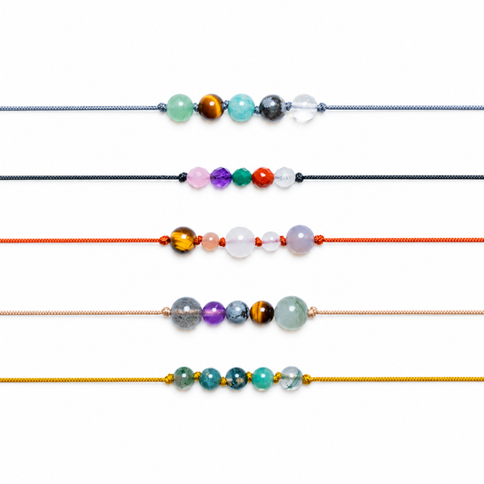 Wunscharmband – Kreiere dein Band – ZART – 5 Perlen mit Edelsteinen nach deiner Wahl – handgefertigt in München | MOONLIGHT Edelsteine